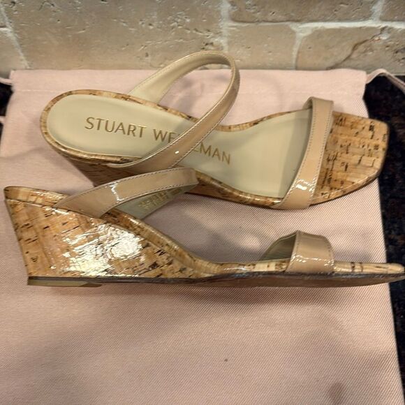 Stuart Weitzman Tan Wedge Sandals/Dust Bag 5 NWT - Picture 7 of 7